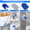 Lalafancy Shower Cleaning Brush with Locking Head, 3 in 1 Tub Tile Scrubber Brush with 50'' Extendable Long Handle Stiff Bristles Scouring Pads Microfiber for Cleaning Bathtub Shower Wall Bathroom