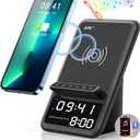AFK Wireless Charging Station with Bluetooth Speaker and Alarm Clock,Wireless Charger Compatible with iPhone,Android Phones(Black)