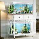 Fish Tank Stand 29 Gallon: Sturdy Aquarium Stand with Accessories Storage - Metal Fish Tank Table for 20-29 Gallon Reptile Breeder Turtle Terrarium - 30.7"x16.5" Weight Capacity 330 lbs (White)