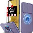for Samsung Galaxy S22Plus Case Magnetic Compatible with MagSafe Wireless Charging,with Screen Protector,for S22+Plus Case with Stand Ring+Camera Cover Shockproof Heavy Duty Protection Purple