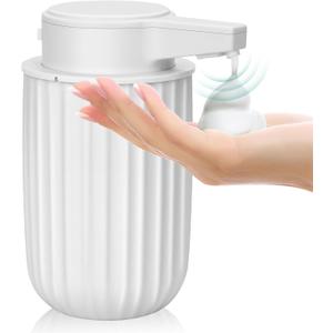 Automatic Soap Dispenser Foaming Touchless: 9oz Plastic White - Rechargeable Electric Smart Auto Foam Soap Dispenser - Bathroom Kitchen Hand Dish Lotion