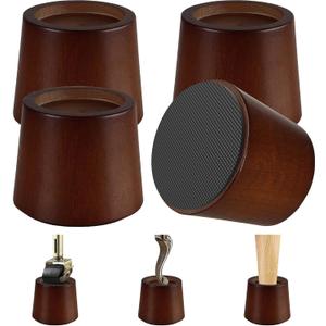 Wooden Furniture Bed Risers - 3 Inch Circle Heavy Duty Furniture Height Extenders Lifts for Sofa Couch Desk Chair Table Base Raising Space, Convenient Store and Cleaning, Pack of 4