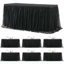 2 Pack Baby Blue Table Cloth for 6 Foot Rectangle Tables, Stretch Fitted Tulle Table Covers Skirt, Rectangular Ruffle Tutu Tablecloth Wedding Baby Shower Baby Shower Cake Tablecloths