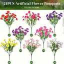 Alupssuc 24 Bundles Artificial Flowers for Outdoors, Faux Spring Flowers for Decoration, UV Resistant Silk Morning Glory with Eucalyptus Realistic Fake Flowers for Yard Planter Porch Garden, 8 Colors