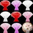 Gilprop 8 Pcs Valentine's Day Flower Wrapping Mesh Paper, 11 Inch x 4 Yard Wavy Pearl Edge Wrinkled Flower Packaging Mesh, Florist Supplies for Teacher Mother's Day Gifts (Red,Pink,White,Purple)