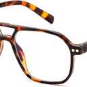 FEISEDY Retro Aviator Reading Glasses Square Readers with Spring Hinge Blue Light Reading Glass for Women Men (Tortoise, 2.0x)