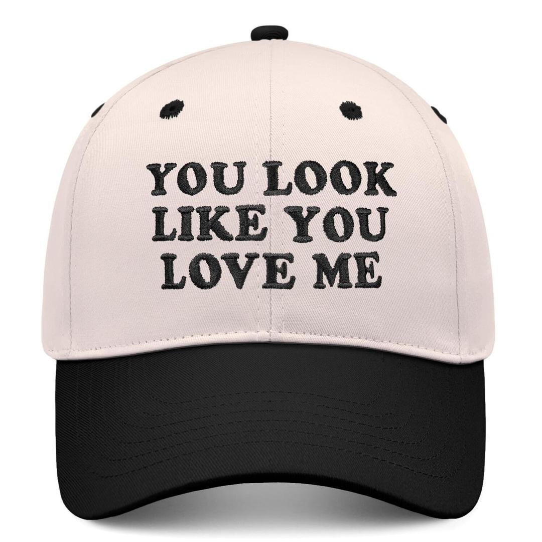 You Look Like You Love Me Hat, Funny Vintage Trucker Hats for Women Men, Trendy Embroidered Snapback Baseball Caps (Beige)