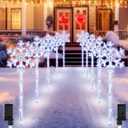 Retisee 9 Pack Snowflake Christmas Lights for Pathway Markers Lights Outdoor 27'' Peppermint Snowflake Pathway Decorations with Bows for Holiday Yard Lawn Walkway(Cool White)