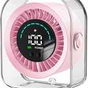 Desk Fan 100-Speed, 3000mAh Rechargeable Fan, LED Display, Ultra-Quiet 30dB, 7-Blade Motor, Wall Mount, Type-C, Portable Fan for Bedroom Office Kitchen Camping (Pink)