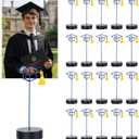 Mifoci 20 Pcs Grad Cap Graduation Picture Display with Yellow Tassels 6 Inch Large Grad Photo Holder for Centerpieces Table Number Card Stand for Class of 2026 Graduation Party Decor Supplies(Blue)