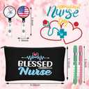 Hoolerry 24 Pcs Nurses Week Gifts Bulk 2026 Nurse Badge Reel Penlight Makeup Bags for Nurse Occupational Therapy Month Gifts Women Doctor Appreciation(Fresh Pattern)