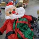 3.3FT Christmas Inflatable Climbing Santa Claus with Green Gift Bag, Light-Up Door Decor, Outdoor/Indoor Holiday Decoration for Christmas Party (Santa Clause with Gifts Broke Out from Window)