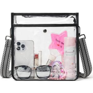 Bluome Clear Bag for Stadium Events 12x12x6, Clear Purses Stadium Bag Crossbody Purses for Concerts Football Games Travel