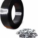 Packaging Strapping Banding Coil 1000ft x5/8x 0.035" PET Strapping Roll 1500lb Heavy Duty Industrial Strength Rust-Resistant Black Plasitc Polyester Pallet Strapping & 100 Buckles