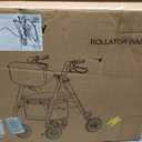 Lightweight Rollator Walker with Seat & Backrest - Foldable Mobility Aid for Seniors, 8" Large Airless Tires, Adjustable Height, Brake,Storage Bag,300 lbs Capacity, 4 Wheel Rolling Walkers for Adults