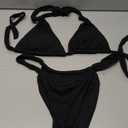 Sexy Bikinis Sets for Women Black Cheeky High Waisted Thong Bikini Bottom Solid Padded Halter Triangle Bikini Top L