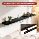ROGMARS Black Floating Shelves for Wall,36 inch Rustic Wooden Floating Wall Mounted Book Shelves with Invisible Brackets for Living Room, Bedroom, Kitchen, Bathroom,Set of 3