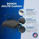 Roho AirLITE Wheelchair Cushion 13” x 13”, Lightweight Foam Air Seat Pad, Contoured Support for Stable Seating, Non-Adjustable Design, Everyday Comfort Cushion