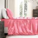 Satin Sheets Twin XL Size - 3 Pieces Luxury Silky Soft Bed Sheets, Wrinkle-Free Pink Satin Silk Sheet Set with 1 Deep Pocket Fitted Sheet, 1 Flat Sheet, 1 Pillow case