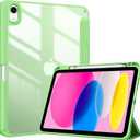 ProCase for iPad (A16) 11th Generation 11 Inch 2025/10th Generation 10.9 Inch 2022 Case with Pencil Holder, Hybrid iPad 11 10 Case with Clear Back, Supports Auto Wake/Sleep -Green