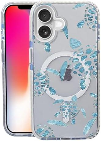 Nimeey Turtle for iPhone 16 Case,MagSafe Compatible,Matte Soft Slim Shockproof Cover,Anti-Fingerprint,Anti-Yellowing,Anti-Scratch Back,Magnetic Phone Case for Women,Girl,Cute,Girly,Clear