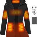 Graphene Women Heated Jacket 12V Fast Charge 18400mAh Large Capacity (Black, M)