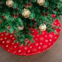 Mr. Pen- Christmas Tree Skirt 24 inches, Red Faux Fur Christmas Tree Skirts with Gold Snowflakes, 24 inch Tree Skirt