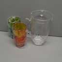 Pitcher with Lid and 4 Tumblers Set, 92oz Plastic Water Jug, BPA-Free Beverage Pitcher for Fridge, Large Drink Carafe for Party, Juice, Ice Tea, Sangria, Lemonade, (Set of 5 in Gift Box)