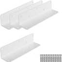 8" x 2" x 2" L Brackets Heavy Duty, Large Iron Corner Bracket Metal Joint, Thickness 3mm Including Screws, for Wooden Bookshelf Furniture Cabinet (White-4PCS)