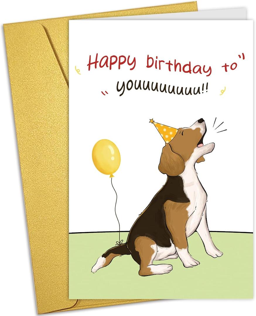 5 x Nchigedy Funny Dog Birthday Card for Him Her, Cute Birthday Card from Dog, Happy Bday to You Cards for Dogs Lovers (#2)