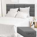 12 Piece Linen Fabric Peel and Stick Headboard, Upholstered Wall Mounted Headboard for Twin, 3D Anti-Collision Soundproof Self-Adhesive Wall Panel for Bedroom 23.62" x 9.84"