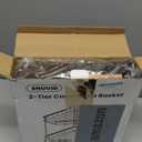 Snuvid 2 Tier Corner Fruit Basket for Kitchen Counter with Banana Hangers, Detachable Fruit Bowl with Wooden Handle, Metal Corner Rack for Fruit and Vegetable Storage, Kitchen Countertop Organizer