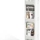 JOYZAN Narrow Bathroom Storage Cabinet with Movable Wheels, Slim Storage Cabinet with 4 Doors & Removable Panel, Skinny Bathroom Organizers and Storage for Small Space, Corner, Kitchen, Laundry