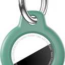 Case for AirTag 2nd Gen (2026) & 1st Gen, Shockproof Holder Anti-Scratch Protective Cover for Air Tags, Men's Women's Keyrings & Keychains for Keys, Luggage, Bags, Pine Green