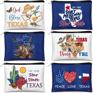 Reginary 6 Pcs Texas Cosmetic Bag Souvenir Gifts California Makeup Bag Florida Souvenir Gifts Zipper Pouch for Women Traveler Party Favors