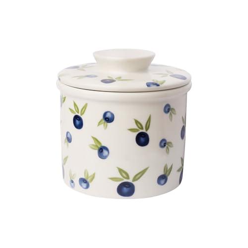 HOLIBAN French Butter Crock for Counter With Water Line French Butter Dish for Counter (BlueBerry)