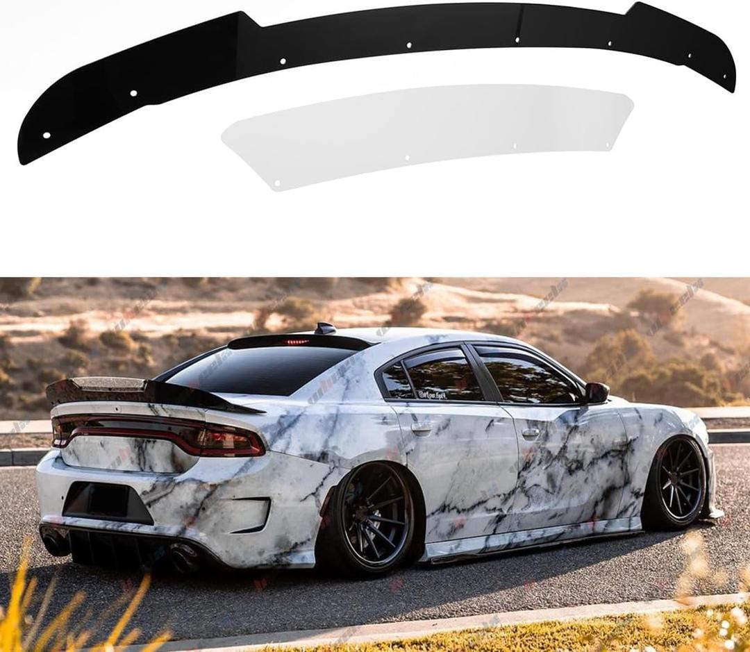 2 Piece Wickerbill Spoiler Compatible with 2015-2024 Dodge Charger, Venom Series V1 Style Fits for SRT Hellcat Scat Pack, Wicker Bill Trunk Tail Deck Lid Wing Lip with RivNut Tool