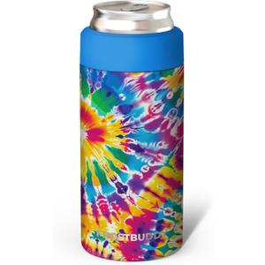 Frost Buddy Universal Mini Can Cooler  Fits 12oz Slim & 7.5oz Mini Cans  Vacuum Insulated Stainless Steel  Keeps Beverages Cold or Hot  Compact, Travel & Cup Holder Friendly (Hippie Haze)