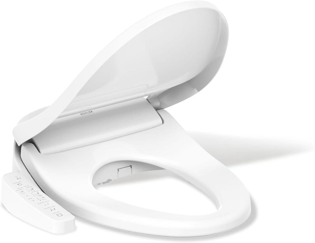 KOHLER PureWash E580 Elongated Bidet Toilet Seat, White | 32330-0, Quiet-Close Lid Prevents Slamming, Self-Cleaning Wand