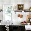 Heroad 17.3"x385" Plaid Peel and Stick Wallpaper Neutral Wall Paper Boho Checkered Contact Paper Self Adhesive Removable Wallpaper for Bathroom Kitchen Cabinets Waterproof Decor Vinyl Roll