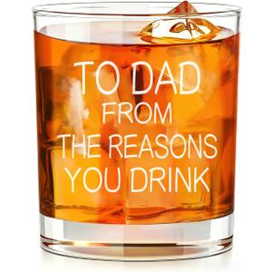2 x To Dad From The Reasons You DrinkWhiskey Glass, Funny Gift for Father Grandpa Husband, Fathers Day Rock Glass for Men, 10 Oz