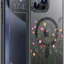 Goodon for iPhone 14 Pro Max Case with Privacy Screen Protector, Wireless Charging Compatible, Translucent Matte Cover - Cute Floral Design Phone Case for Women Girls - Tiny Flower and Leaves