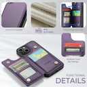 Compatible with iPhone 15 Wallet Case with Card Holder RFID Blocking for Women Men, Double Magnetic Clasp Kickstand Shockproof Phone Case Fit for iPhone 15, Purple