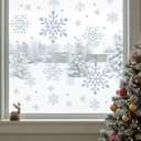 156 Pcs Snowflake Window Clings for Glass Windows Decorations 4 Sheets Snowflake Window Stickers Anti Collision Decals to Save Birds Non Adhesive Prismatic Rainbow Stickers for Christmas Windows Decor