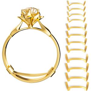 ELETIUO Filled Metal Ring Guard Set for Loose Rings, 12 Pack 3 Sizes for Different Band Widths, Invisible Ring Adjuster Tightener Spacer Fitter, Golden+Silver Color