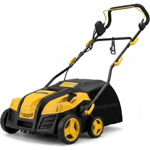 Electric Artificial Turf Sweeper 16 Artificial Grass Sweeper Vacuum with 45L Collection Bag 5 Height Adjustment Foldable Turf Power Broom for Artificial Grass Cleaning