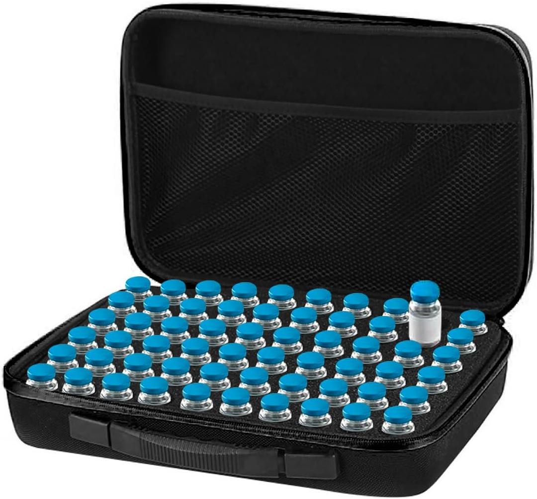 60 Slots Diabetic Insulin Peptide Fridge Carrying Case Vial Holder Storage Protector Bag Fits Standard 10ml Vials, Insulin Cooler Travel Kits Case Organizer Diabetes Protector(Black) (60-slot)