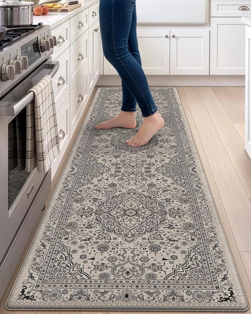 DEXI Kitchen Floor Mats Cushioned Anti Fatigue Runner 23x86 Beige Grey