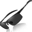 DUCO Mens Sports Polarized Sunglasses UV Protection Sunglasses for Men 8177s (Black Frame White Dot Gray Lens)