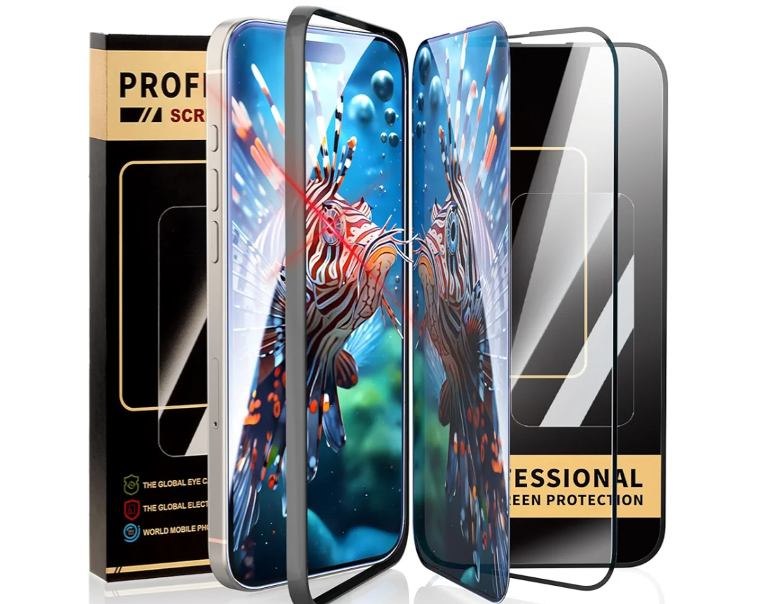 Screen Protector for iPhone 15 Plus [6.7 inch] iPhone 16 Pro iPhone 14 2 HD 1 Privacy with Installation Frame, Dynamic Island Compatible, Tempered Glass[9H Hardness]Durable and Drop-Proof, Pack of 2